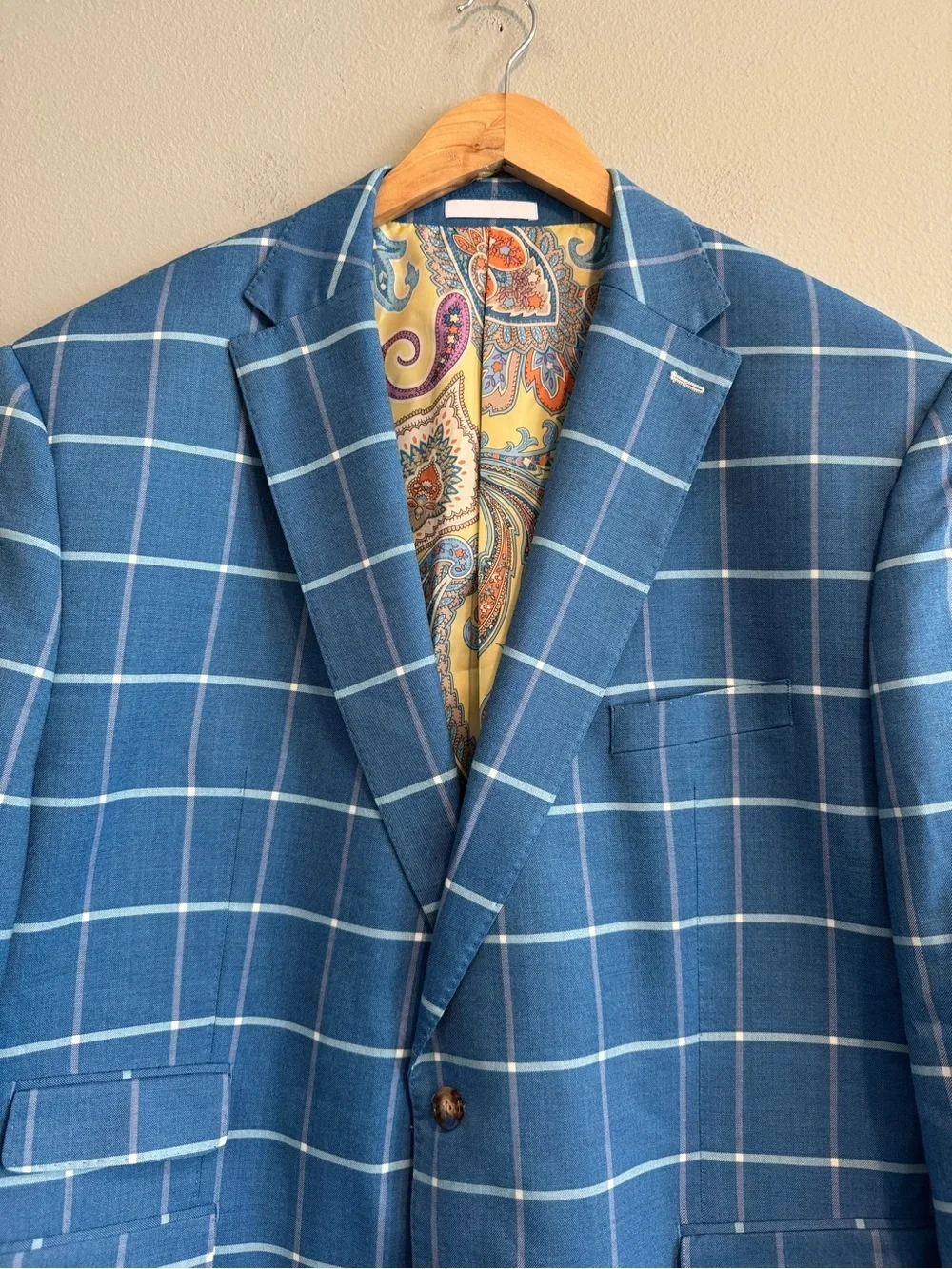 Tayion Montee Holland Windowpane 2 Button Sport Coat Paisley Lining 48R
